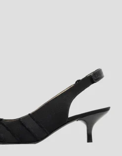 Zapato salón destalonado tejido desflecado negro