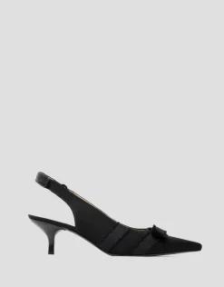 Zapato salón destalonado tejido desflecado negro